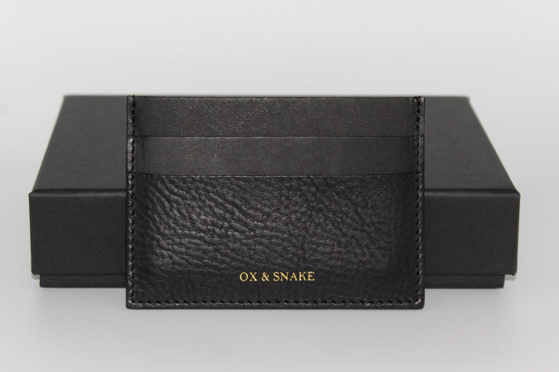 Black Leather Cardholder with Gold logo