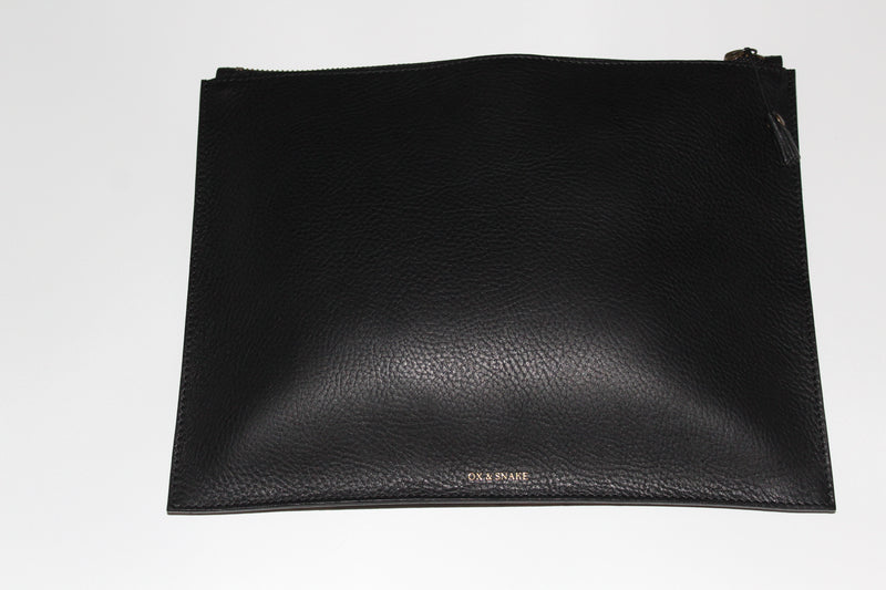 Black Leather Zip Pouch