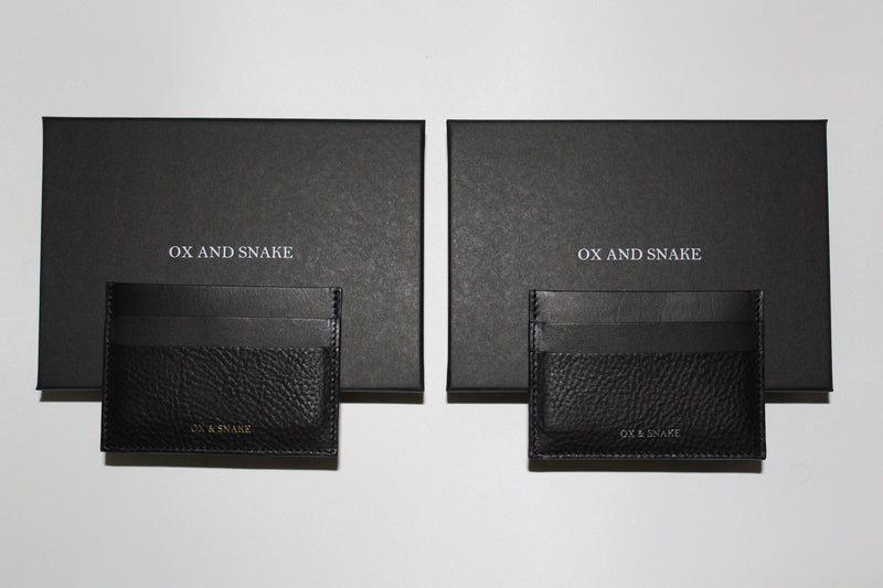 Black Leather Cardholder with Silver logo