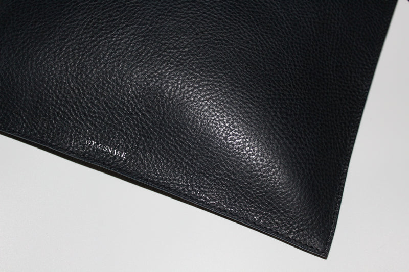 Midnight Navy Leather Zip Pouch