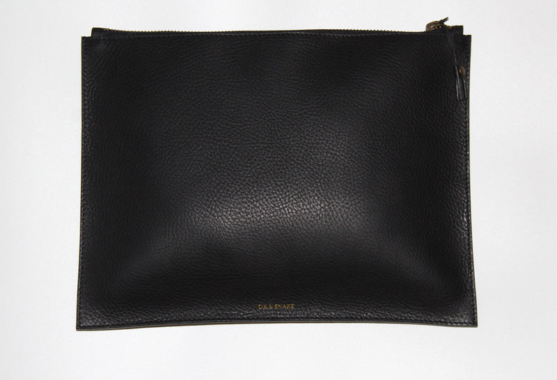 Black Leather Zip Pouch