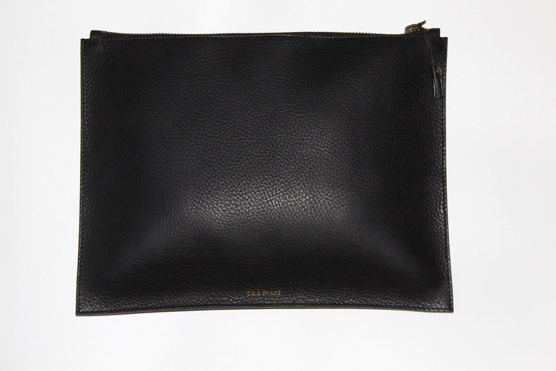 Black Leather Zip Pouch