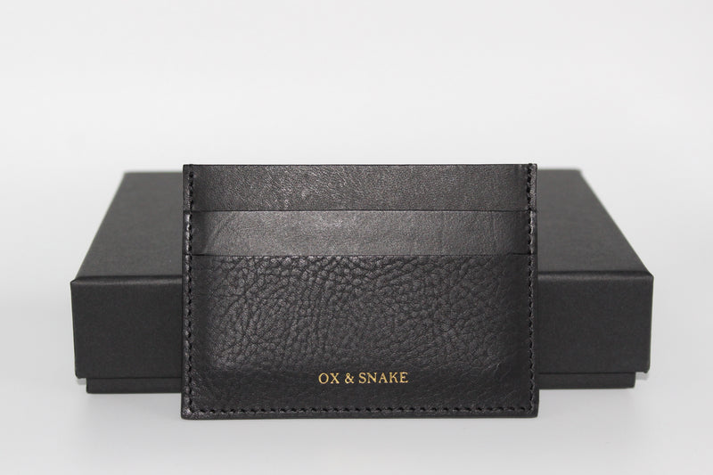 Black Leather Cardholder with Gold logo