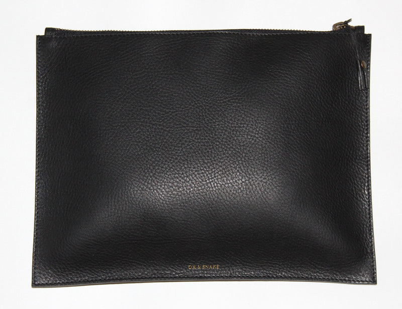 Black Leather Zip Pouch