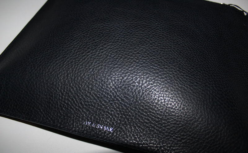 Midnight Navy Leather Zip Pouch