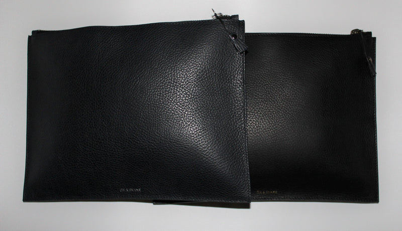 Midnight Navy Leather Zip Pouch