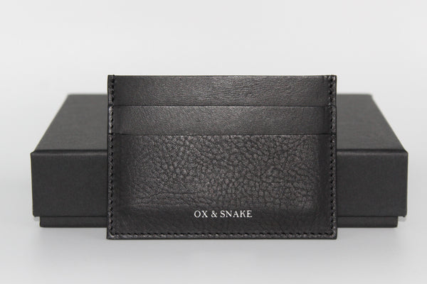 Black Leather Cardholder with Silver logo