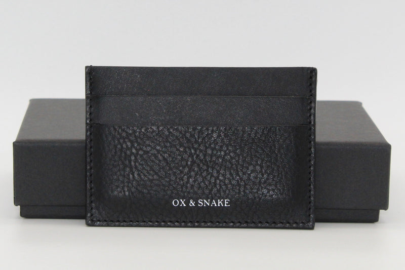 Black Leather Cardholder with Silver logo