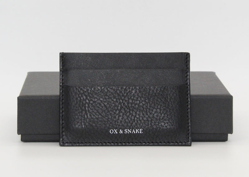 Black Leather Cardholder with Silver logo