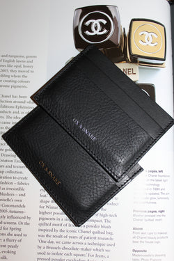 Black Leather Cardholder with Gold logo