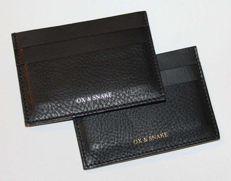 Black Leather Cardholder with Gold logo