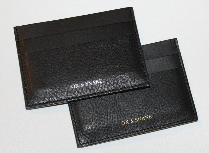 Black Leather Cardholder with Silver logo