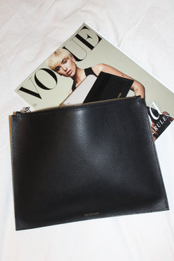 Black Leather Zip Pouch