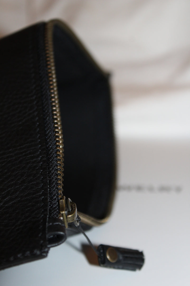 Black Leather Zip Pouch